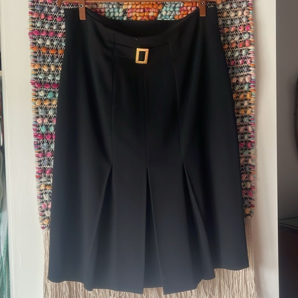 Beautiful Celine black skirt from France.  Gorgeous details in back with pleats. - Picture 2 of 7